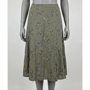 THEREABOUTS Skirt XL 16 Green Purple Floral A Line Midi Lightweight Fairy Grunge